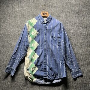 Vintage Roper Border Western Shirt Button Up Blue Large Long Sleeves Rodeo USA